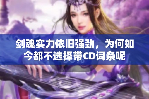 剑魂实力依旧强劲，为何如今都不选择带CD词条呢