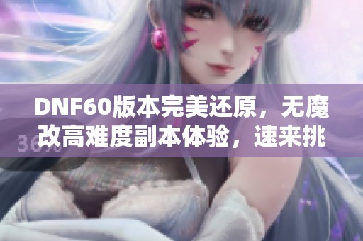 DNF60版本完美还原，无魔改高难度副本体验，速来挑战美少女赛利亚！