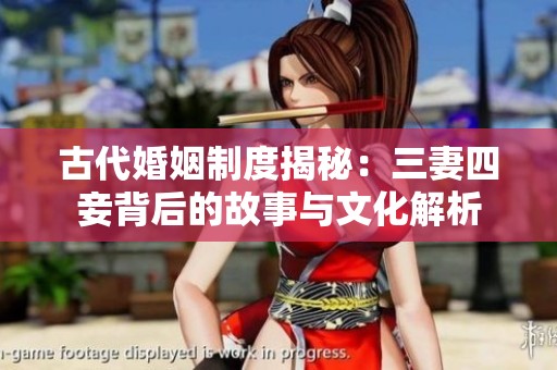 古代婚姻制度揭秘：三妻四妾背后的故事与文化解析
