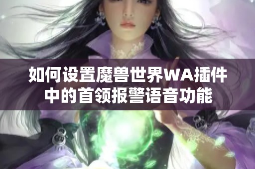 如何设置魔兽世界WA插件中的首领报警语音功能