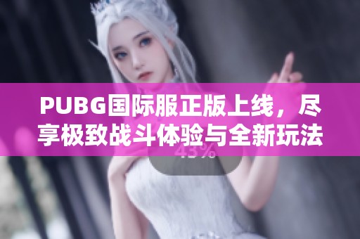 PUBG国际服正版上线，尽享极致战斗体验与全新玩法