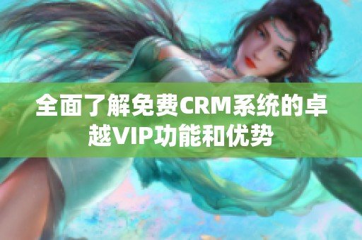 全面了解免费CRM系统的卓越VIP功能和优势