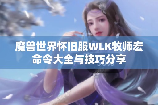 魔兽世界怀旧服WLK牧师宏命令大全与技巧分享